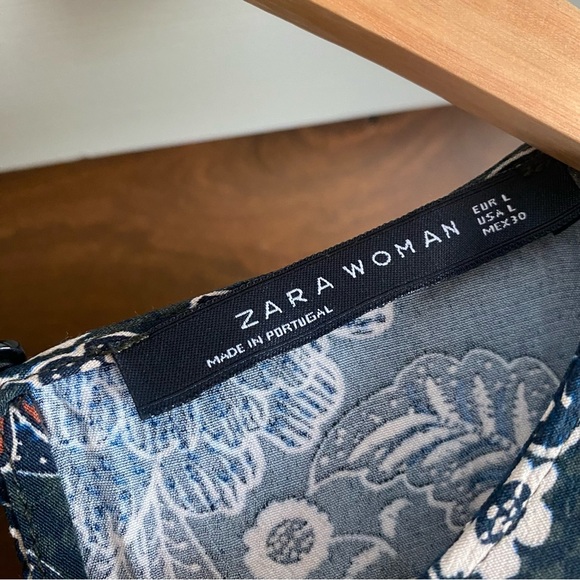 Zara Midi Dress Floral Retro 70s Print A Line Keyhole Back size Large 4043281 - Picture 3 of 10